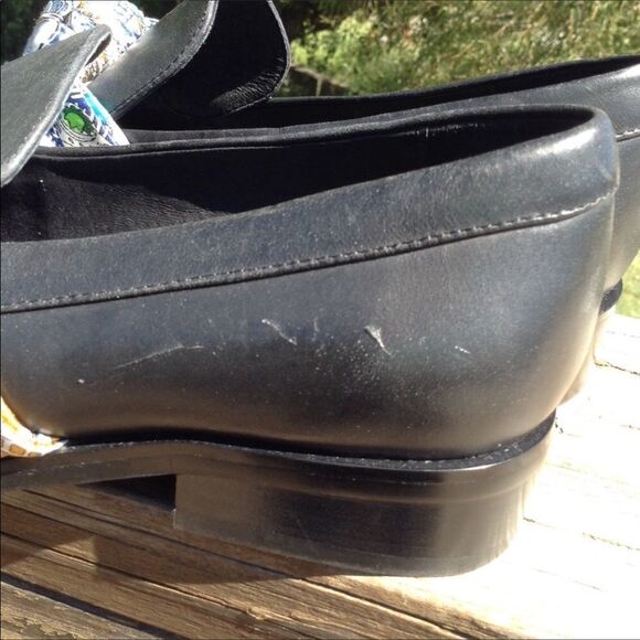 Anthropologie Jeffery Campbell Black Leather Floral Bolero Loafer Flats Size 6 - Picture 6 of 8